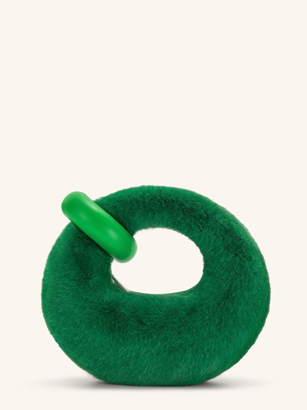 New JW PEI Faux Fur Green Hoop Bag Charm